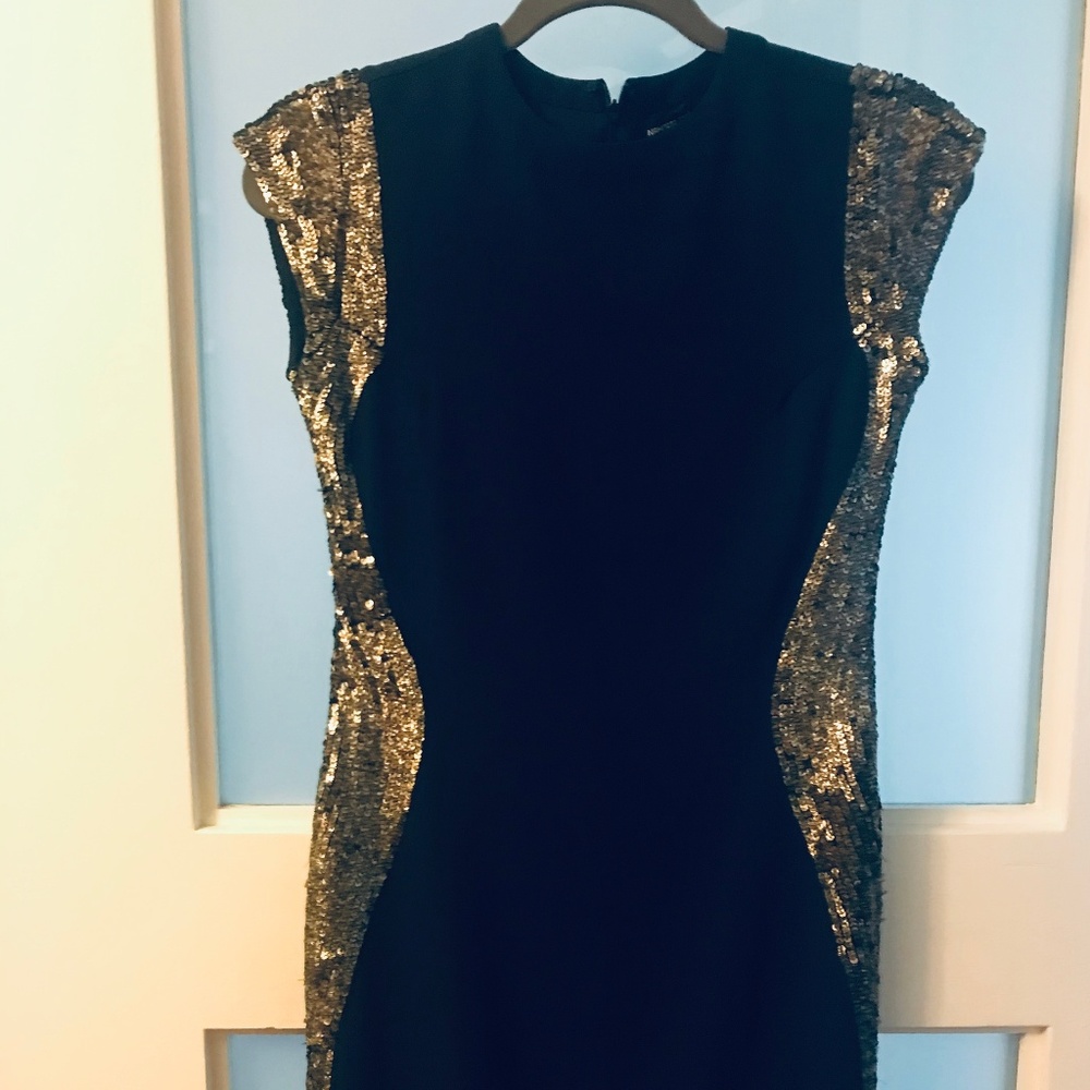 Navy Evening Dress with Sequin Detail (Size XS)